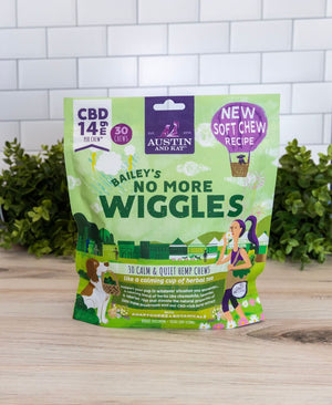 Austin and Kat's Calming Soft Chews for Dogs - A bestseller designed to support your dog's nervous system during stressful times. With calming botanicals, lavender, chamomile, and our lion's mane mushroom superblend, all enhanced by our new BLEND#4 whole plant hemp extract with CBD+CBDA.