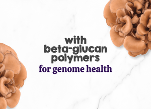 Austin and Kat Feline Support for cats botanical topper featured ingredient maitake mushroom with beta-glucan polymers for genome health.